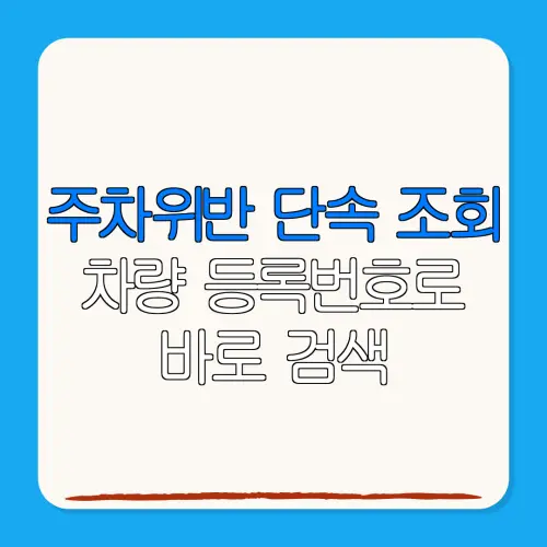 주차위반 단속 조회차량 등록번호로바로 검색