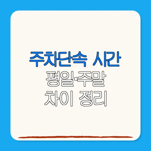 주차단속 시간평일·주말차이 정리