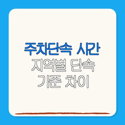 주차단속 시간지역별 단속기준 차이