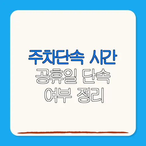 주차단속 시간공휴일 단속여부 정리