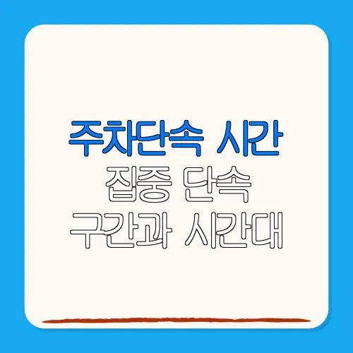 주차단속 시간집중 단속구간과 시간대