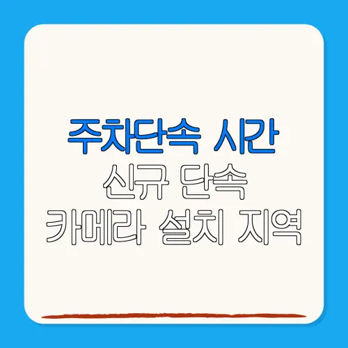 주차단속 시간신규 단속카메라 설치 지역