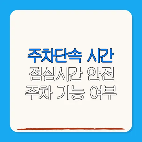 주차단속 시간점심시간 안전주차 가능 여부