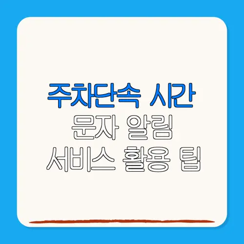 주차단속 시간문자 알림서비스 활용 팁